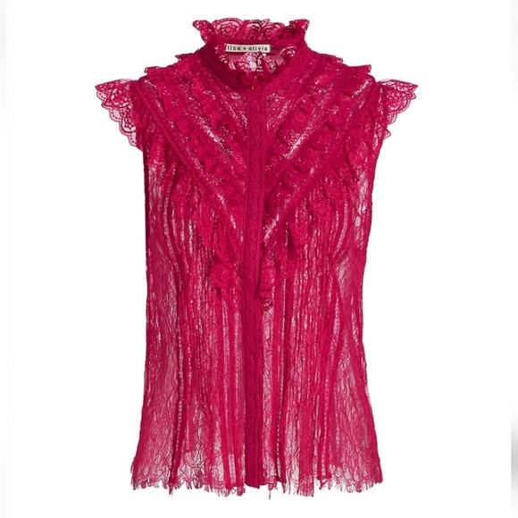 New Alice + Olivia Rheba Sleeveless Lace Top - Picture 3 of 10